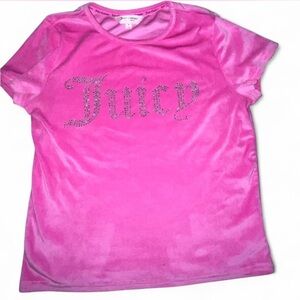 Juicy Couture Velour Pink Rhinestoned Sleepwear Top Medium